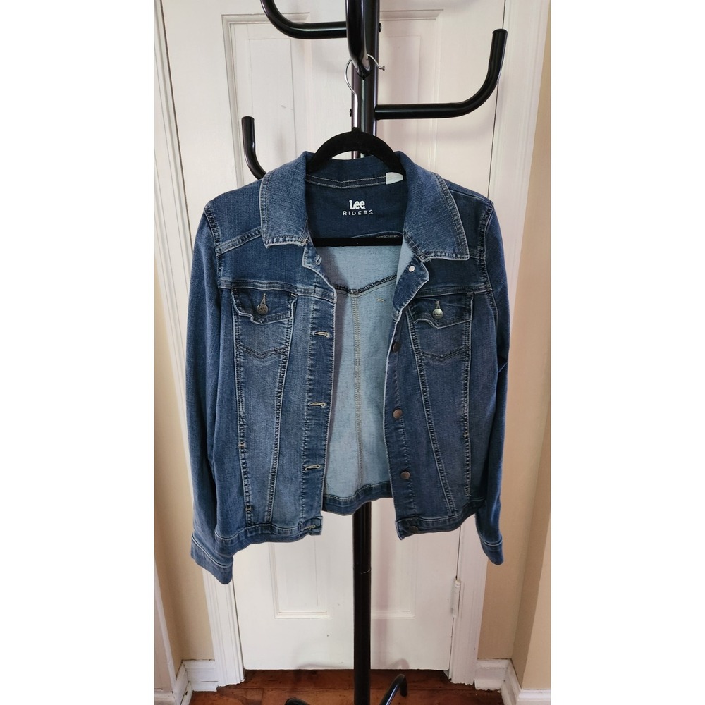 Lee Riders Women's Denim Jeans Jacket Size L/G Indigo Blue Chest 40 In Pockets